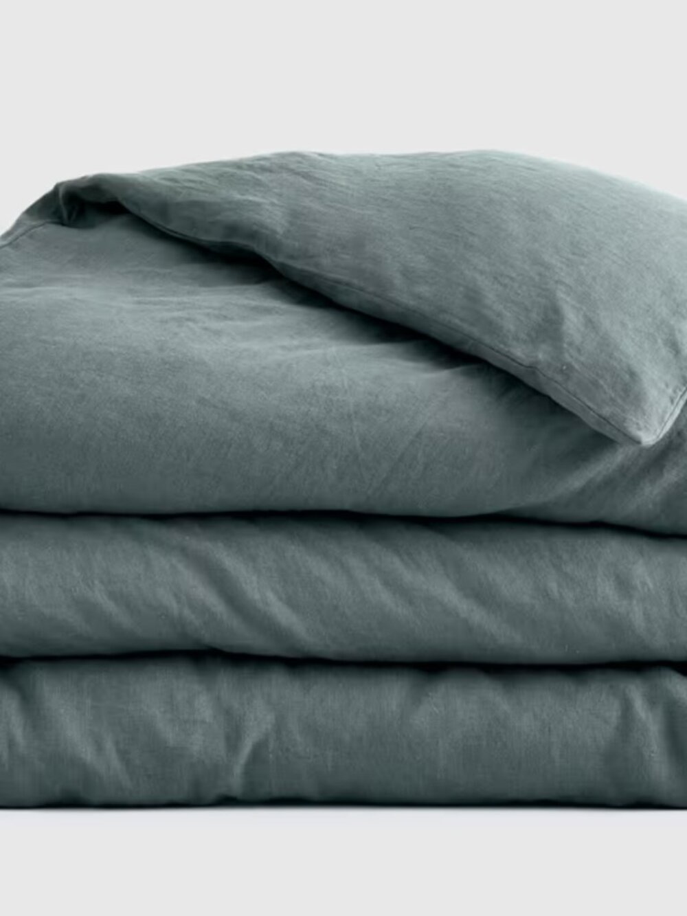NEW Quince European Linen Duvet Cover, $174 KING/Cal King (Ocean) No shams